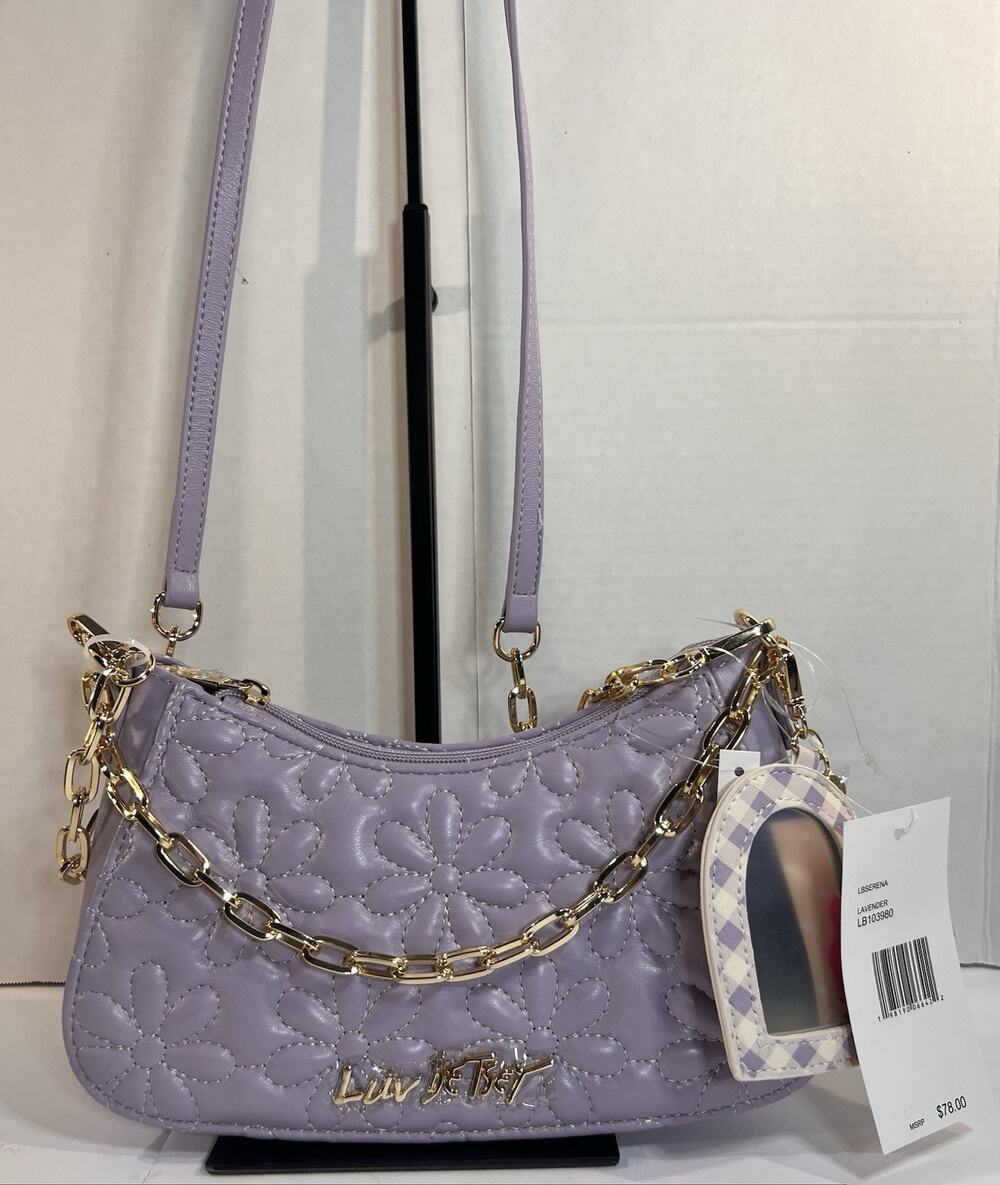 Luv Betsey Serena Lavender Floral Shoulder Crossbody Bag Mirror NWT
